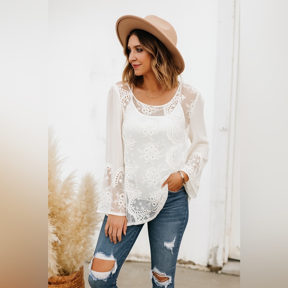 Chico's white sheer top size 1